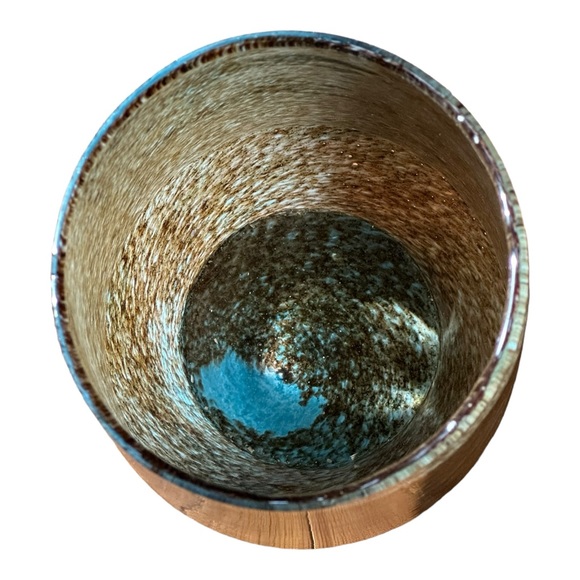 Large West Elm Hand Blown Heavy Nemo Glass Vase In Blue & Bronze 15" - Picture 15 of 16